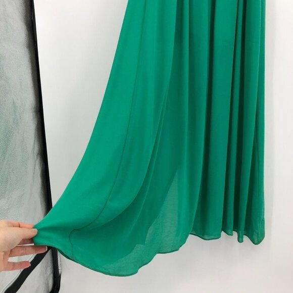 Adelyn Rae Emerald green  pleated surplice neckline high low maxi dress M - Picture 11 of 15